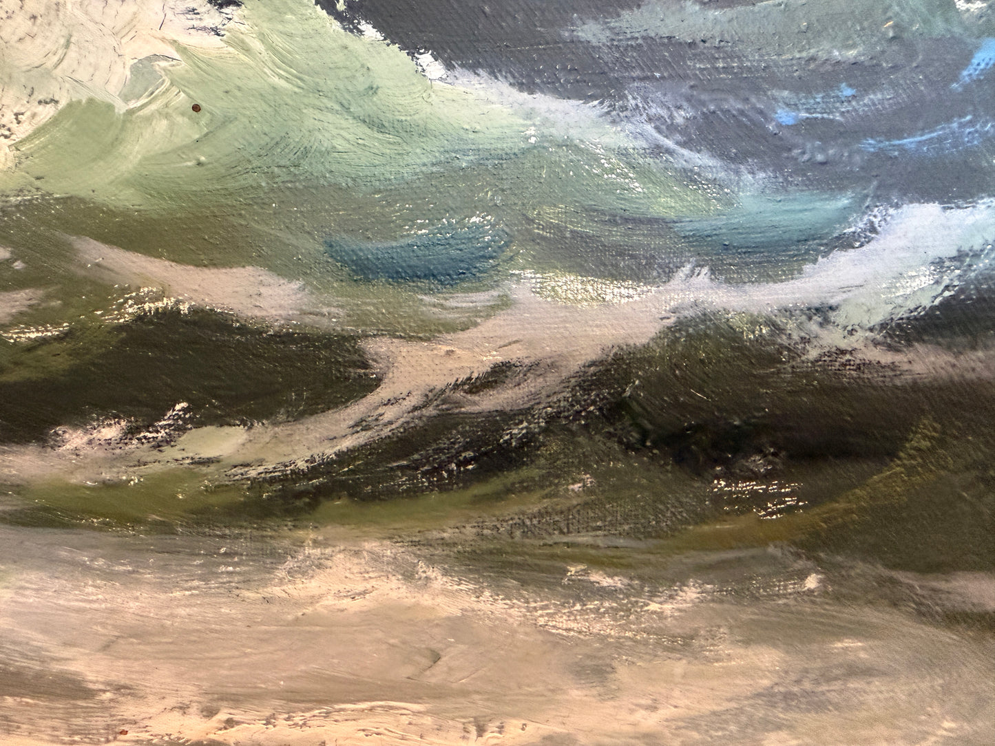 Vintage Original Maritime Oil Painting – Signed, Rocky Coast Waves Seascape