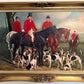Original Oil Painting, English Fox Hunt Scene with Riders, Horses & Hounds