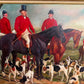 Original Oil Painting, English Fox Hunt Scene with Riders, Horses & Hounds