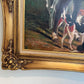 Original Oil Painting, English Fox Hunt Scene with Riders, Horses & Hounds