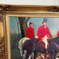 Original Oil Painting, English Fox Hunt Scene with Riders, Horses & Hounds