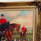 Original Oil Painting, English Fox Hunt Scene with Riders, Horses & Hounds