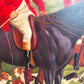 Original Oil Painting, English Fox Hunt Scene with Riders, Horses & Hounds