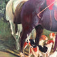 Original Oil Painting, English Fox Hunt Scene with Riders, Horses & Hounds
