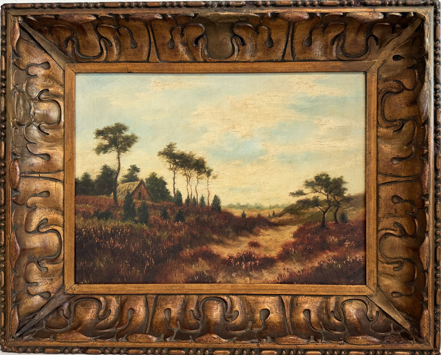 Antique original 19th Century English School Pastoral Landscape, Signed, Framed