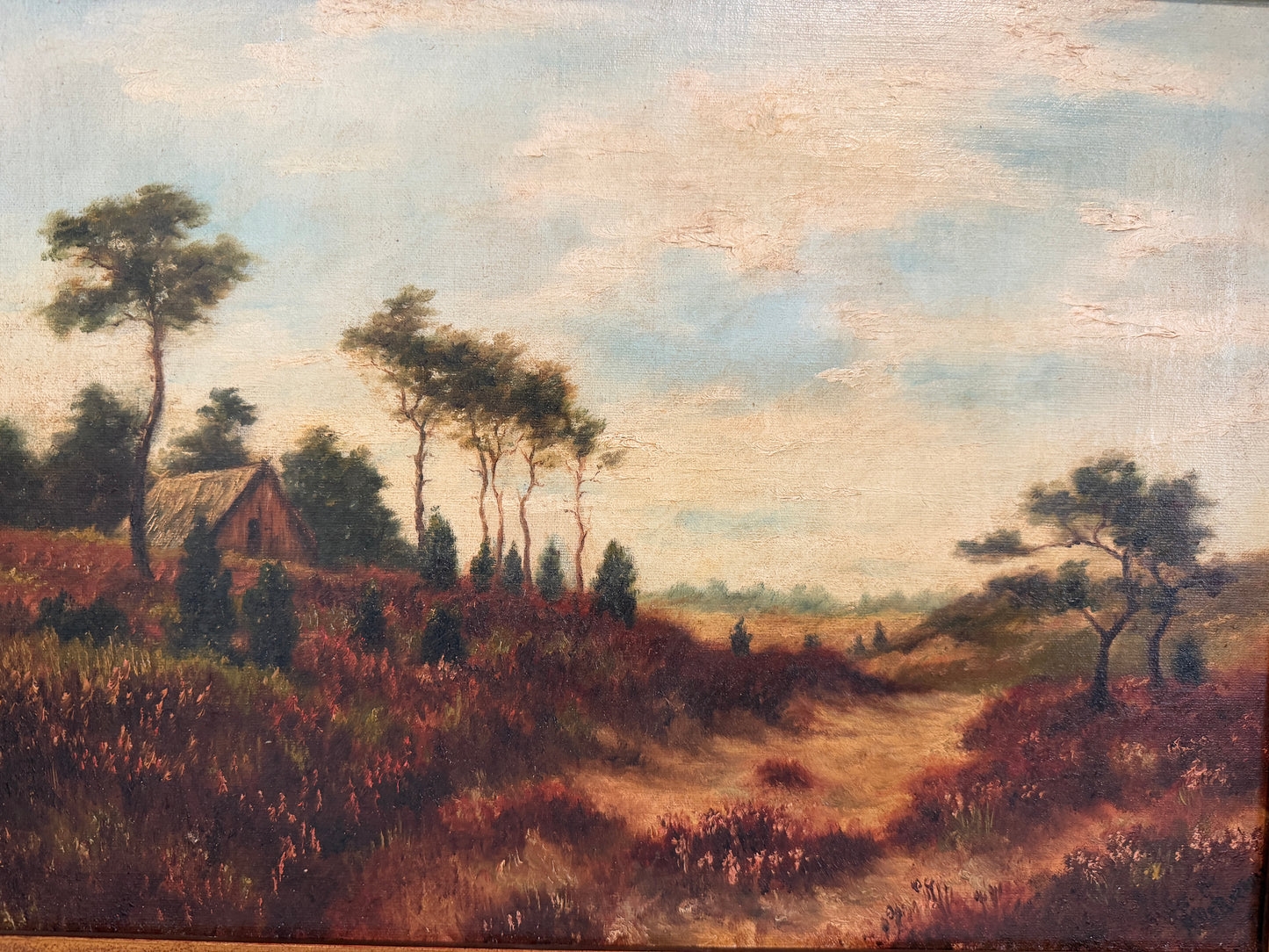 Antique original 19th Century English School Pastoral Landscape, Signed, Framed