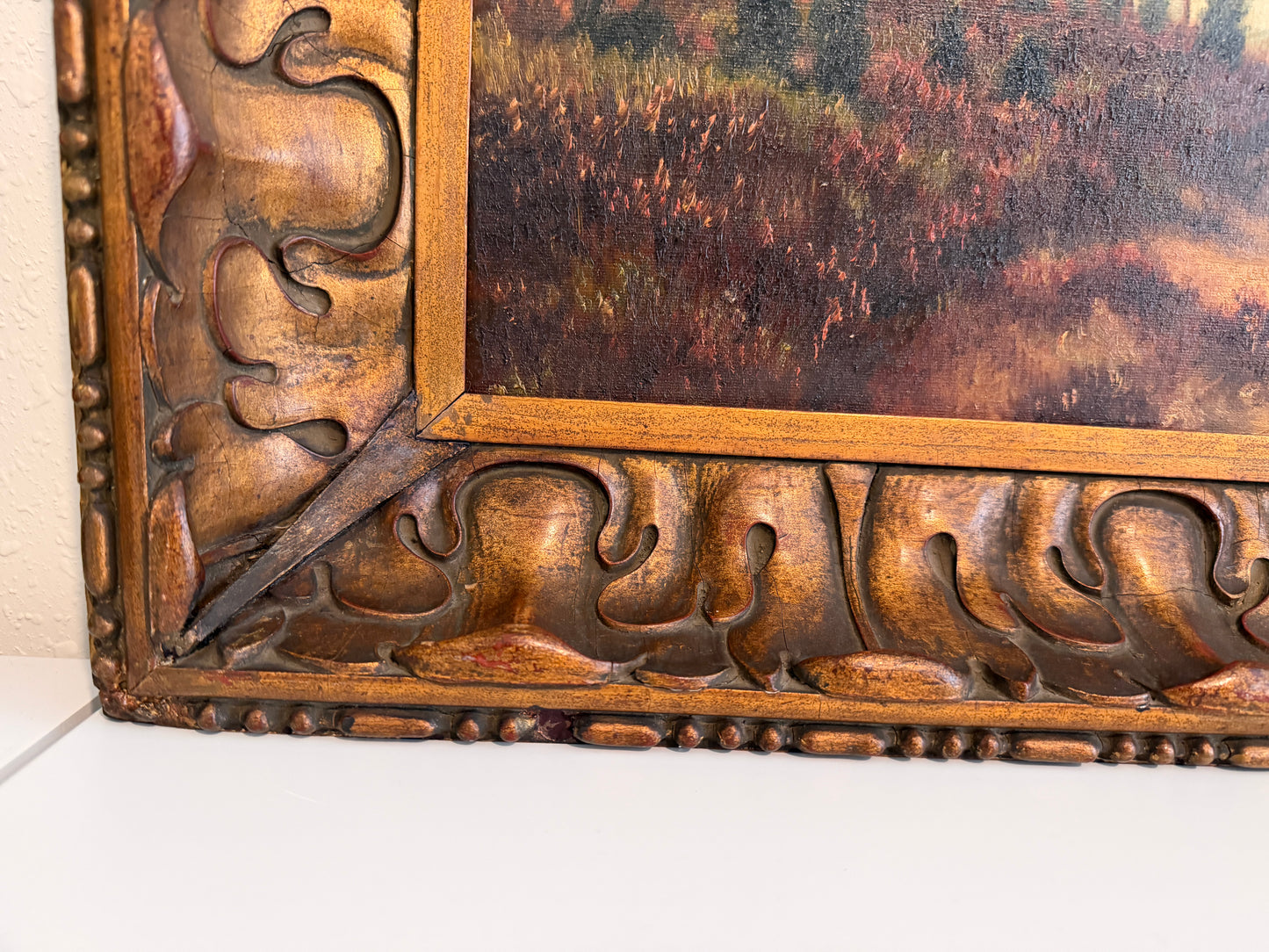 Antique original 19th Century English School Pastoral Landscape, Signed, Framed