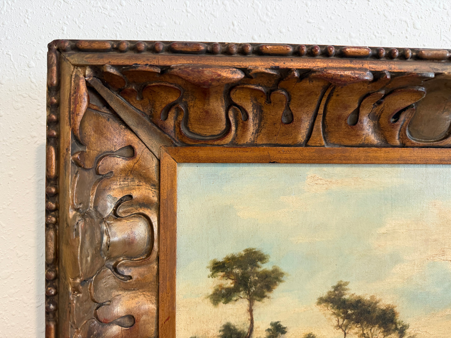 Antique original 19th Century English School Pastoral Landscape, Signed, Framed