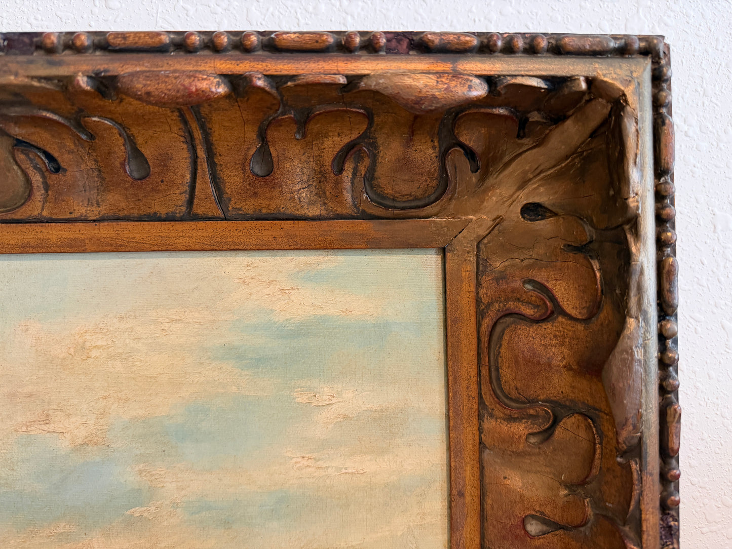 Antique original 19th Century English School Pastoral Landscape, Signed, Framed