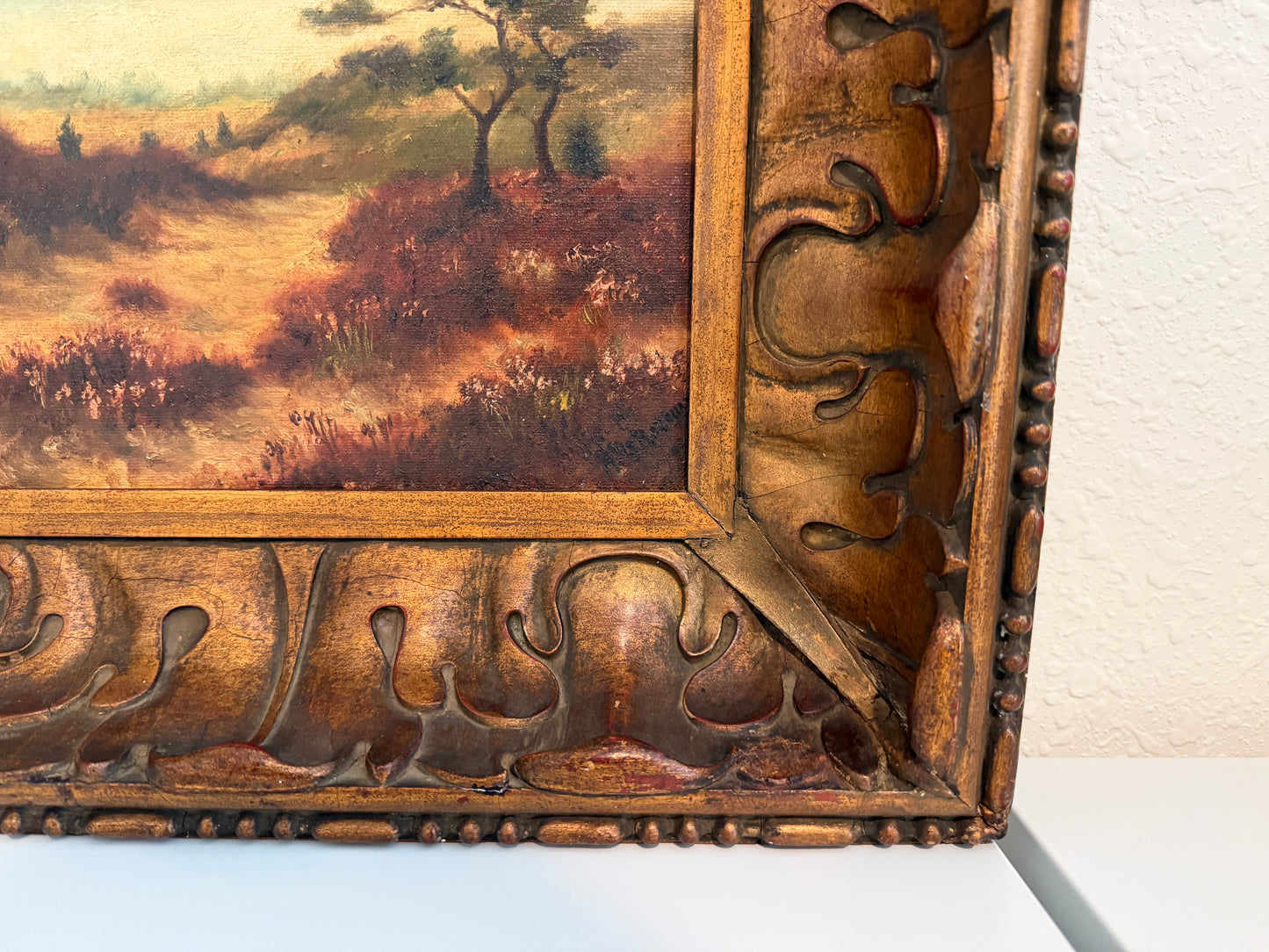 Antique original 19th Century English School Pastoral Landscape, Signed, Framed