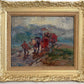 German School 1955 Signed Oil painting Ox Cart Rural Landscape Framed Art
