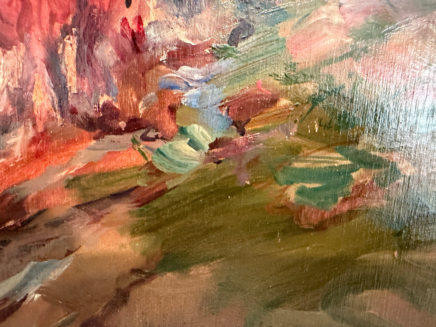 German School 1955 Signed Oil painting Ox Cart Rural Landscape Framed Art