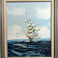 Listed Artist Hewett Jackson Original Oil Painting | Tall Ship Seascape | Framed