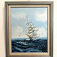Listed Artist Hewett Jackson Original Oil Painting | Tall Ship Seascape | Framed