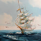 Listed Artist Hewett Jackson Original Oil Painting | Tall Ship Seascape | Framed