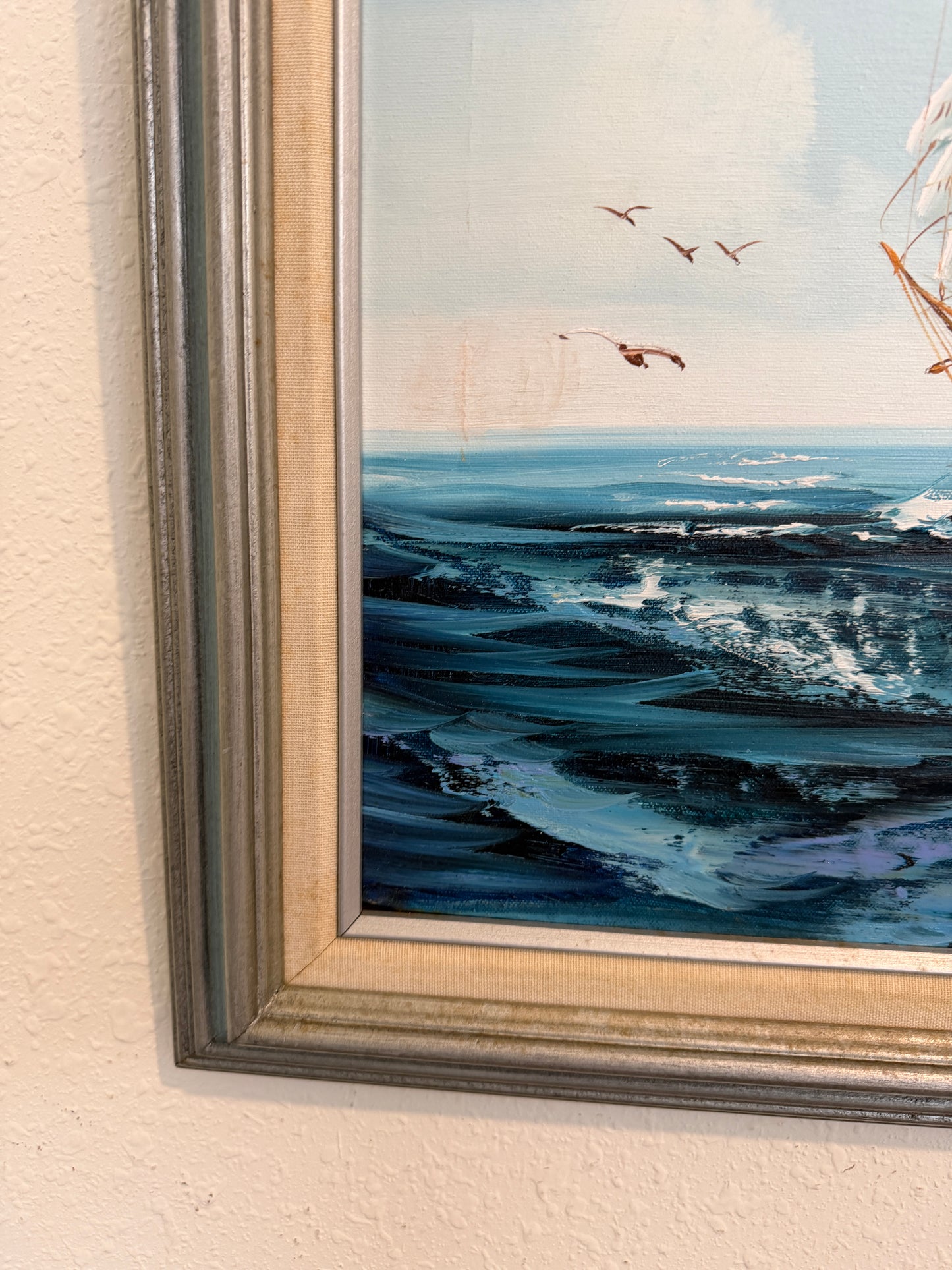 Listed Artist Hewett Jackson Original Oil Painting | Tall Ship Seascape | Framed