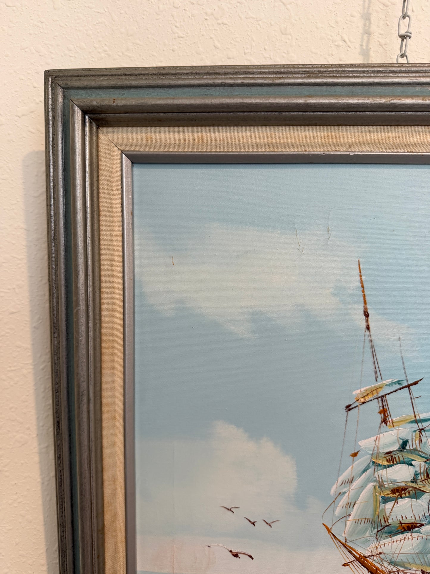 Listed Artist Hewett Jackson Original Oil Painting | Tall Ship Seascape | Framed