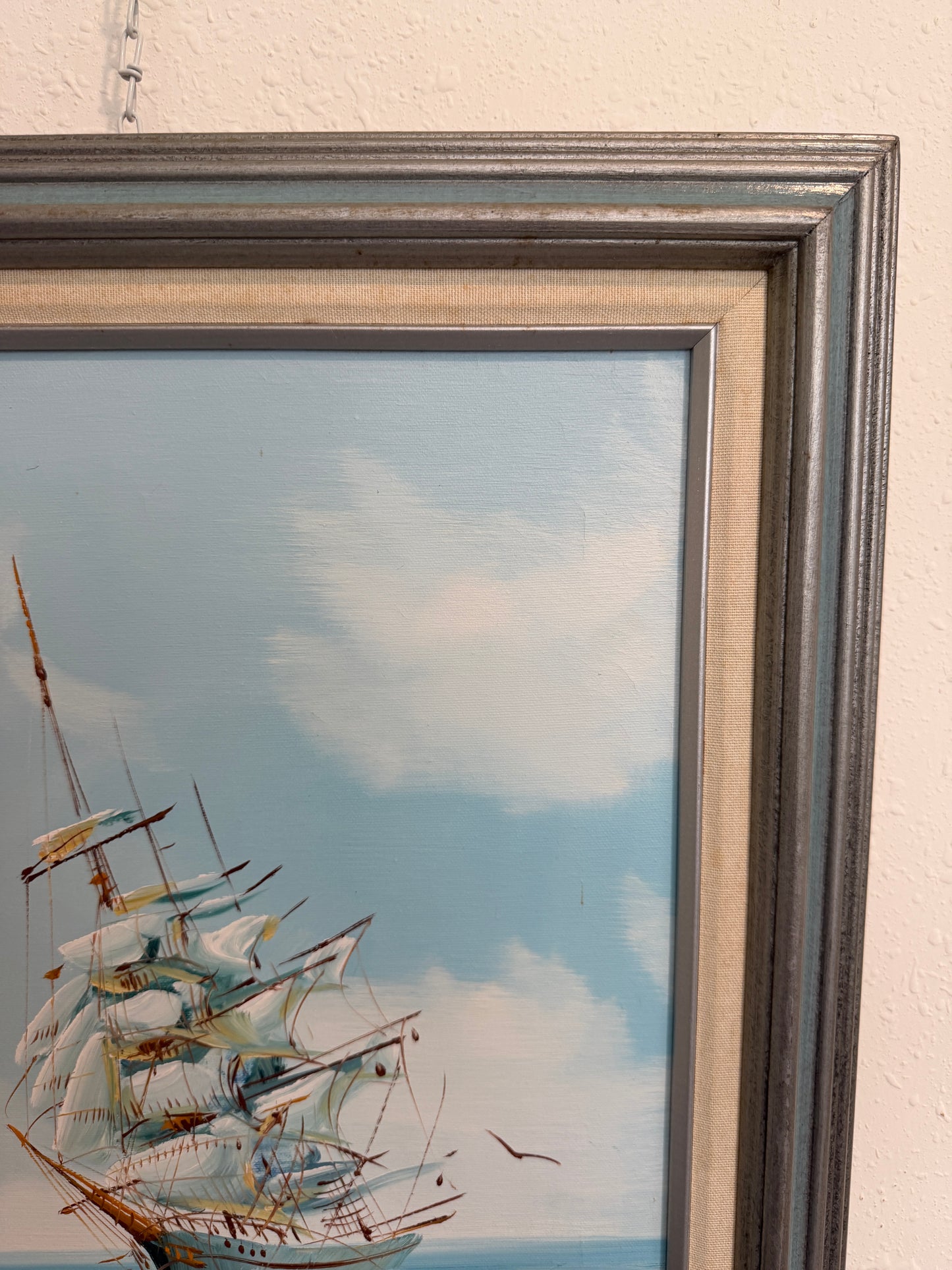 Listed Artist Hewett Jackson Original Oil Painting | Tall Ship Seascape | Framed