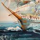 Listed Artist Hewett Jackson Original Oil Painting | Tall Ship Seascape | Framed