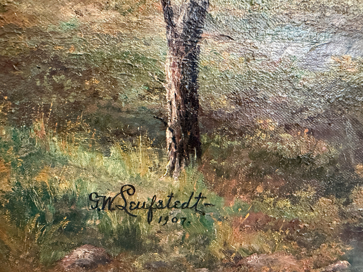 1907 American-Sweden Artist Gustav W. Leufstedt 1867-1909 Antique Landscape Art