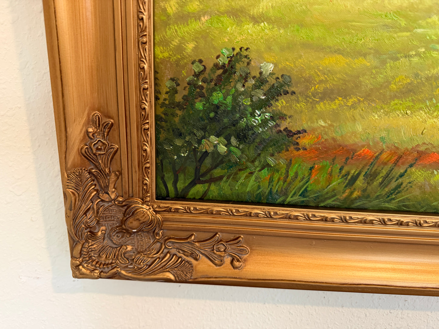 Large English Fox Hunting Scene Oil Painting Equestrian Sporting Art, Framed