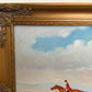 Large English Fox Hunting Scene Oil Painting Equestrian Sporting Art, Framed
