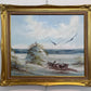 Signed S. Keith Original Painting on Canvas, Seascape, Coastal Landscape, framed