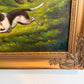 Large English Fox Hunting Scene Oil Painting Equestrian Sporting Art, Framed