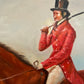 Large English Fox Hunting Scene Oil Painting Equestrian Sporting Art, Framed