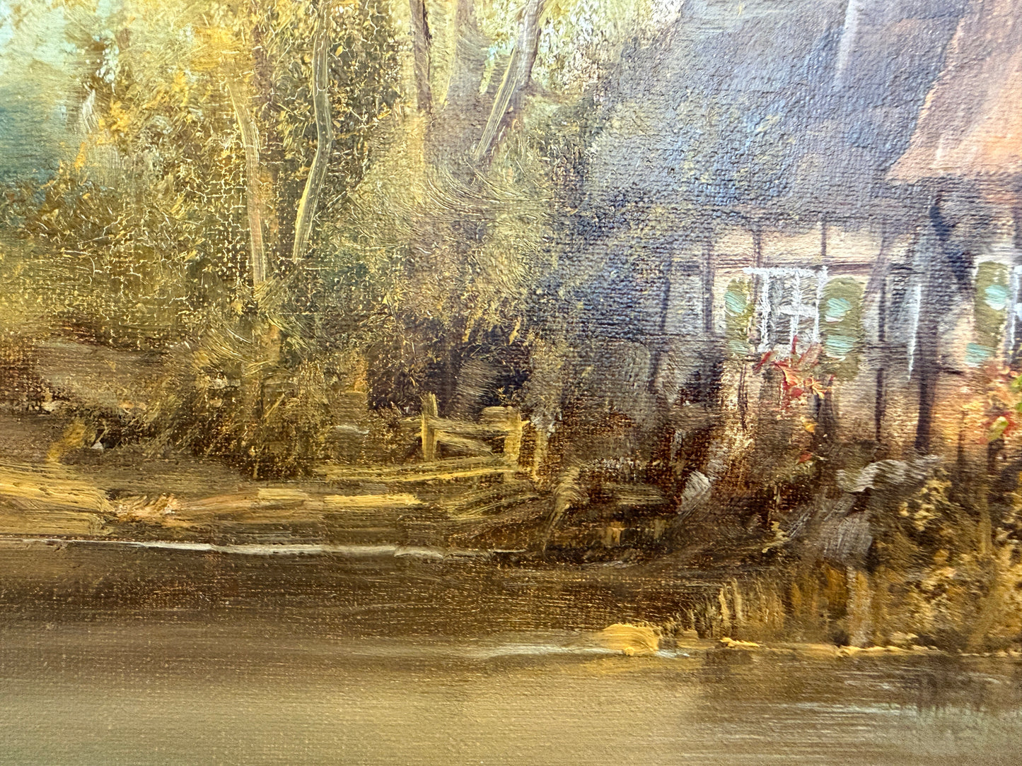 Josef Benda (German b.1937) Large Oil on canvas Painting Landscape Gold Frame