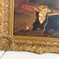 Antique Oil Painting Signed Holly European Tavern Interior Genre Scene, Framed