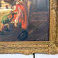 Antique Oil Painting Signed Holly European Tavern Interior Genre Scene, Framed