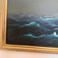 Large Vintage Nautical Oil Painting Signed Dramatic Sailing Ship Seascape