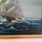 Large Vintage Nautical Oil Painting Signed Dramatic Sailing Ship Seascape
