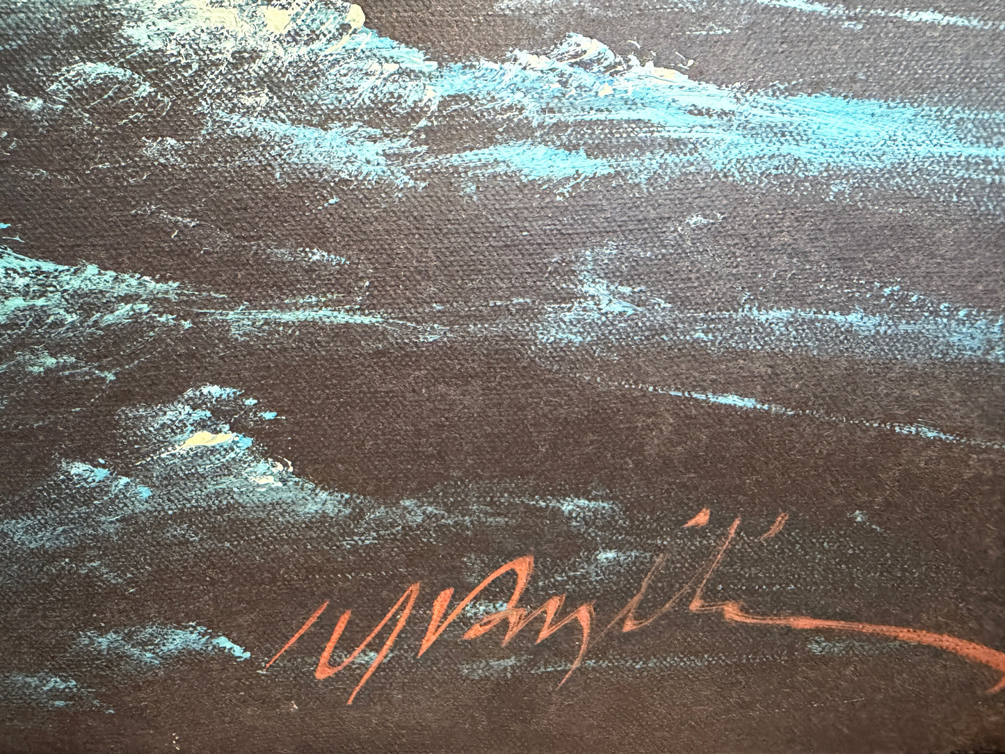 Large Vintage Nautical Oil Painting Signed Dramatic Sailing Ship Seascape