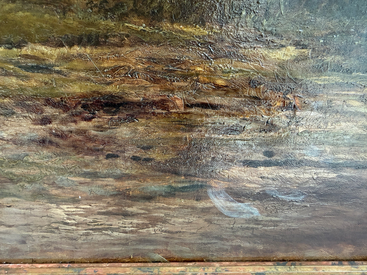 Antique 1893 Large Signed Oil Painting British School Deer Highland Landscape