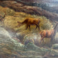 Antique 1893 Large Signed Oil Painting British School Deer Highland Landscape