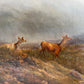 Antique 1893 Large Signed Oil Painting British School Deer Highland Landscape