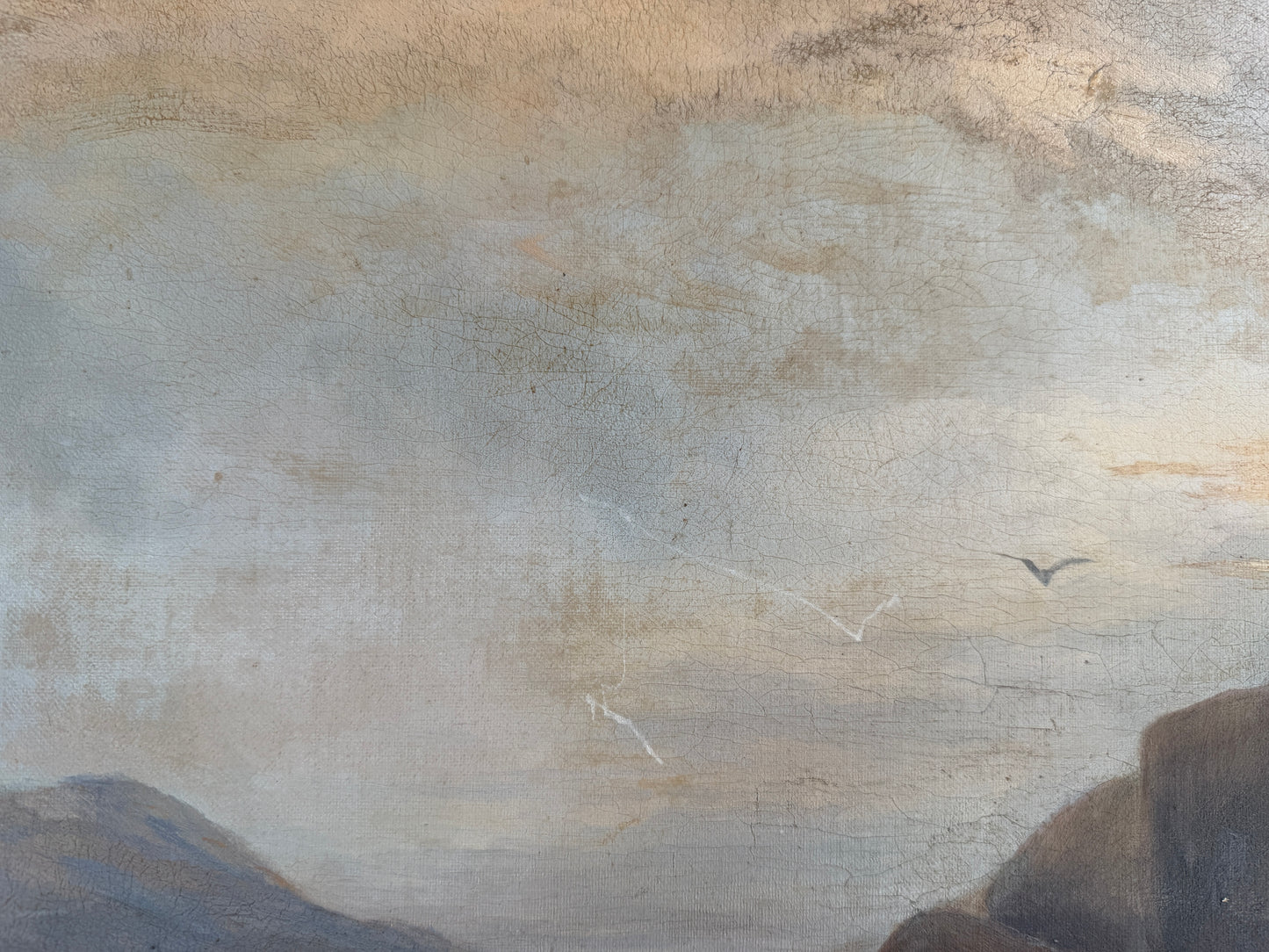 Antique 1893 Large Signed Oil Painting British School Deer Highland Landscape