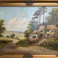 Robert Towers (British, 20C) Large Oil Painting English Cottage Landscape Framed