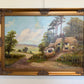 Robert Towers (British, 20C) Large Oil Painting English Cottage Landscape Framed