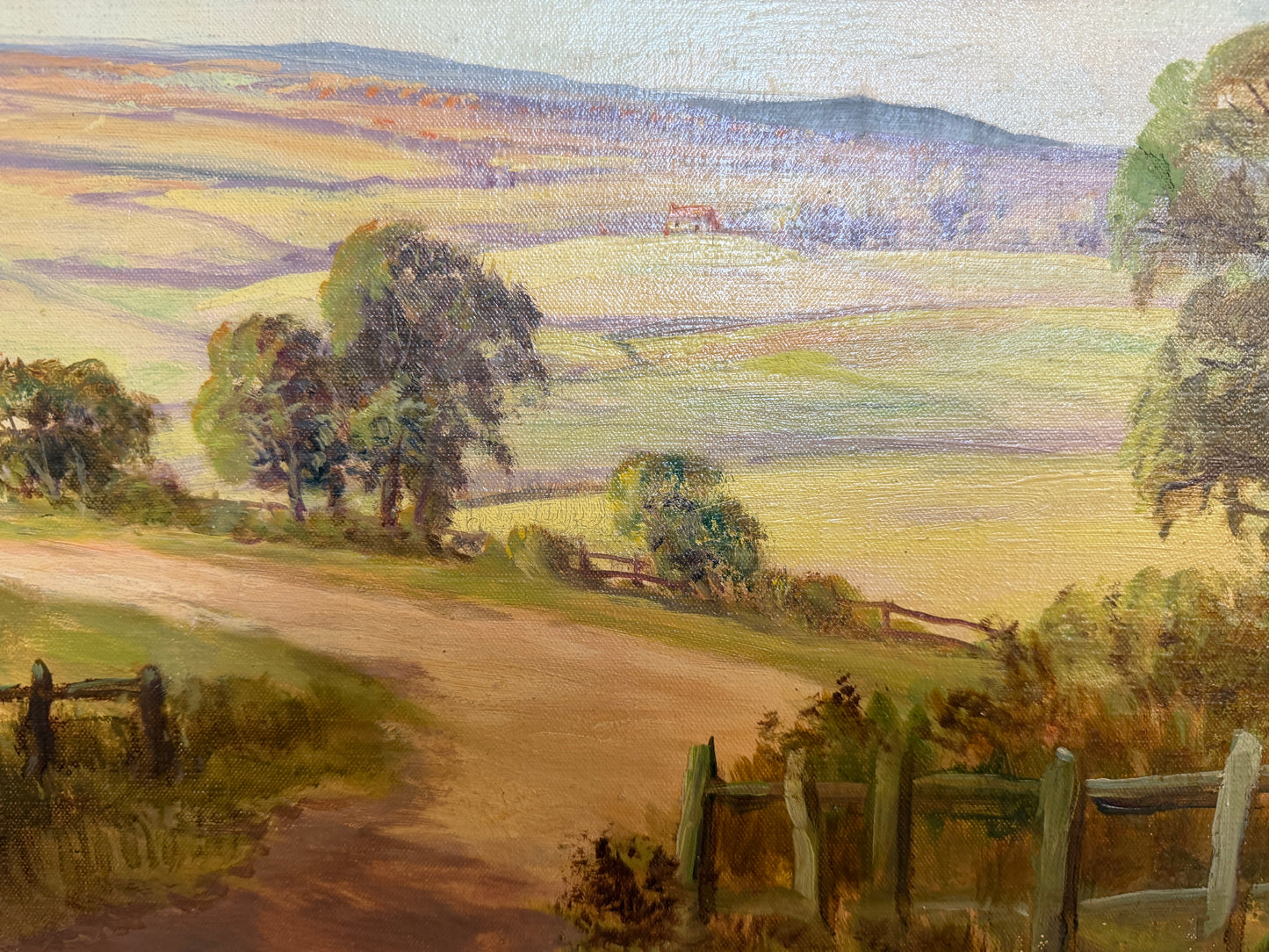 Robert Towers (British, 20C) Large Oil Painting English Cottage Landscape Framed