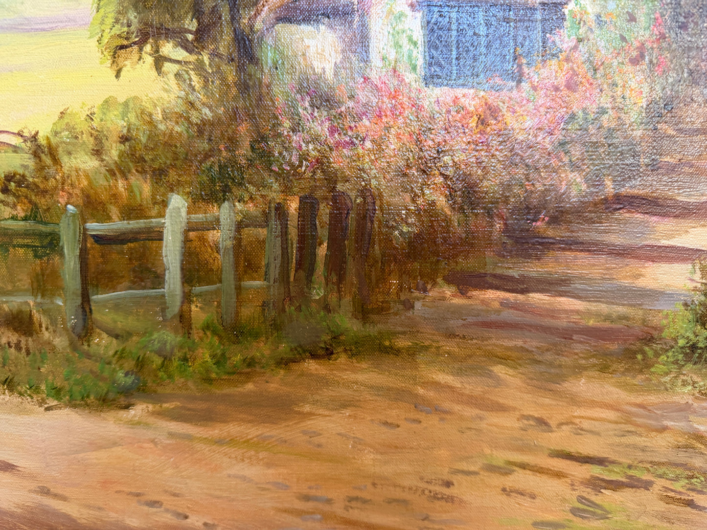 Robert Towers (British, 20C) Large Oil Painting English Cottage Landscape Framed