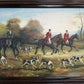 Large Vintage Oil Painting English Fox Hunt Horses Hounds Hunting Scene Art