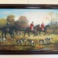 Large Vintage Oil Painting English Fox Hunt Horses Hounds Hunting Scene Art