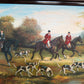Large Vintage Oil Painting English Fox Hunt Horses Hounds Hunting Scene Art