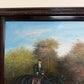 Large Vintage Oil Painting English Fox Hunt Horses Hounds Hunting Scene Art