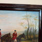 Large Vintage Oil Painting English Fox Hunt Horses Hounds Hunting Scene Art
