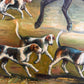 Large Vintage Oil Painting English Fox Hunt Horses Hounds Hunting Scene Art