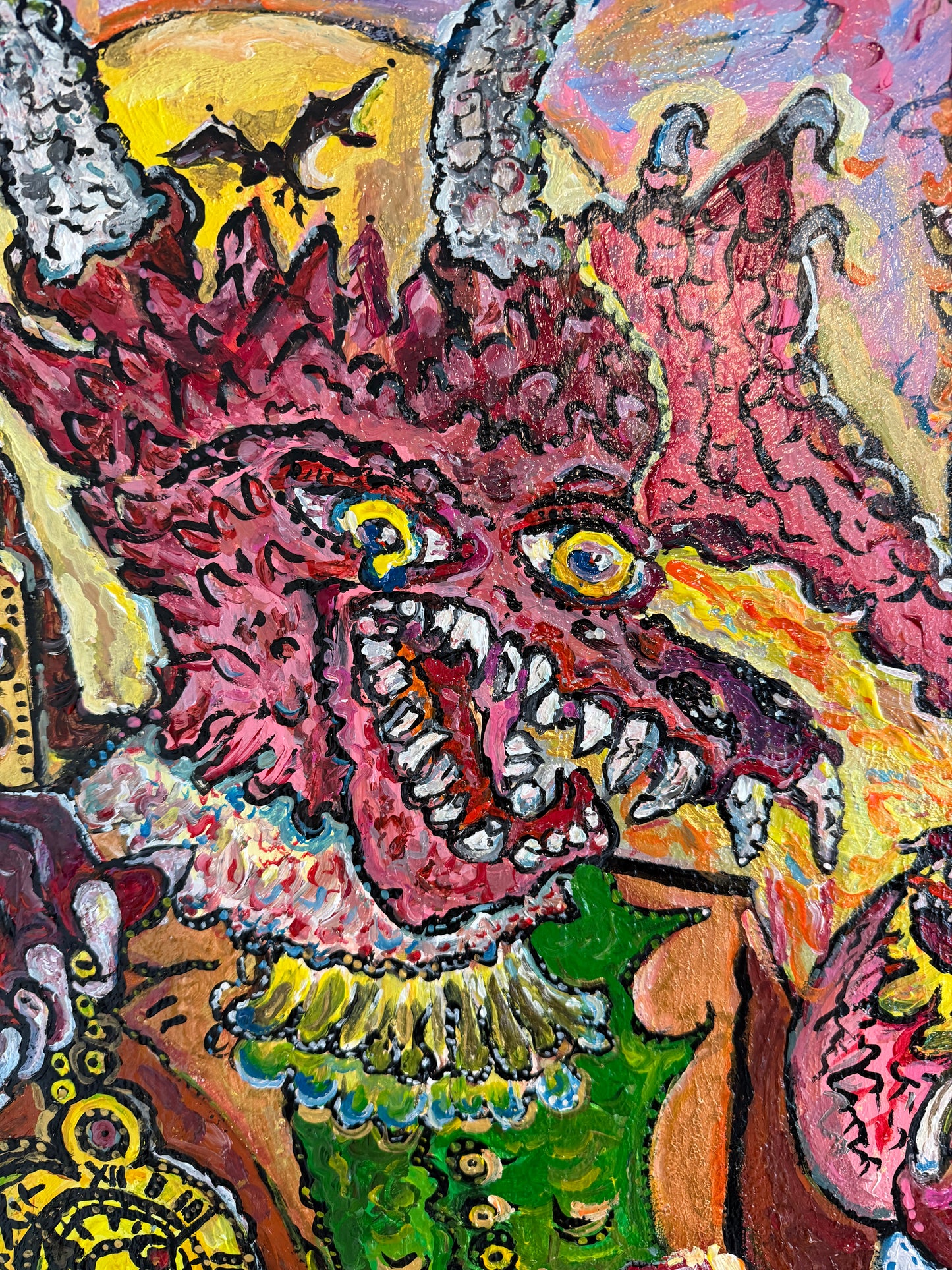 One-Of-A-Kind Painting on canvas by Serg Graff "The Dragon of Timely Gold"+COA